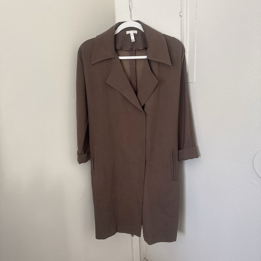 Leith dark brown long coat jacket